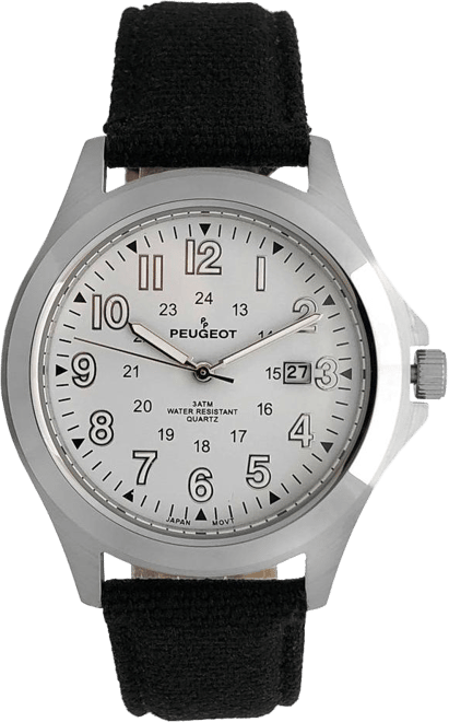 Men 40mm Military Dial Calendar Watch with Canvas Strap