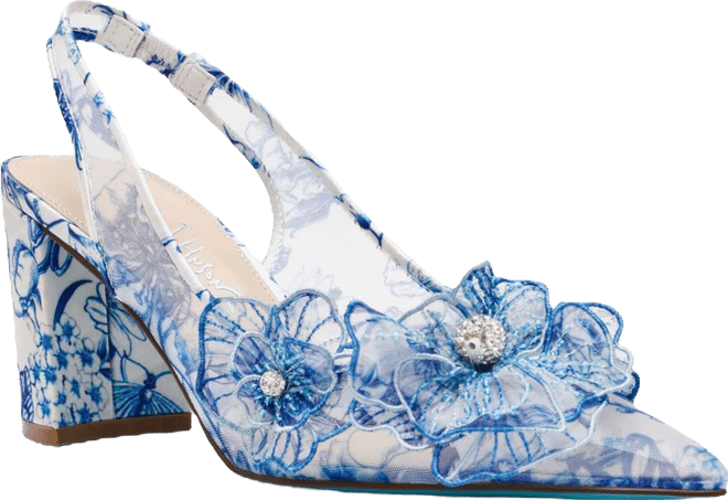 Women's Petra Flower Applique Slingback Pumps