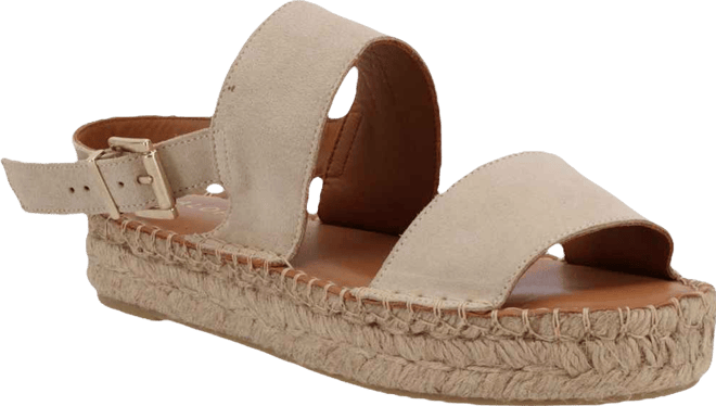 Women's Double Strap Leather Espadrilles