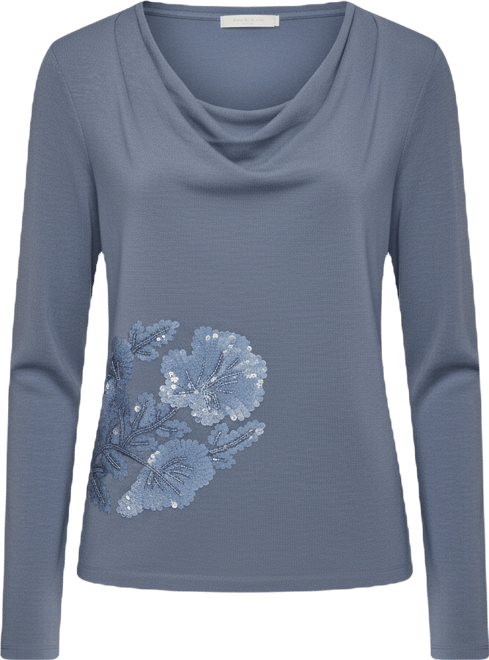 Women's Floral Detail Long Sleeves Relaxed Top