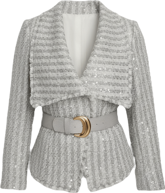 Women's Belted Sequin Detail Jacket