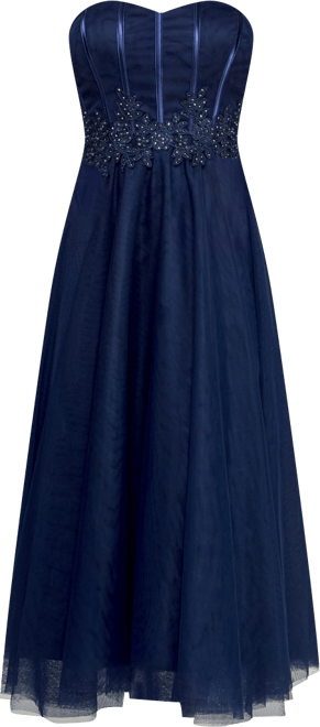 Juniors' Strapless Waist Trim Midi Dress