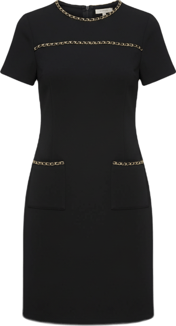 Women's Crewneck Chain Detail Shift Dress