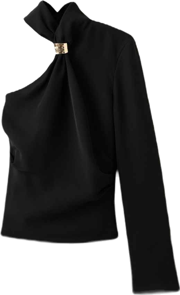 Women's Metallic Detail Asymmetrical Blouse