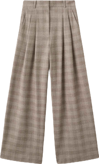 Women's Wide-Leg Check Suit Pants