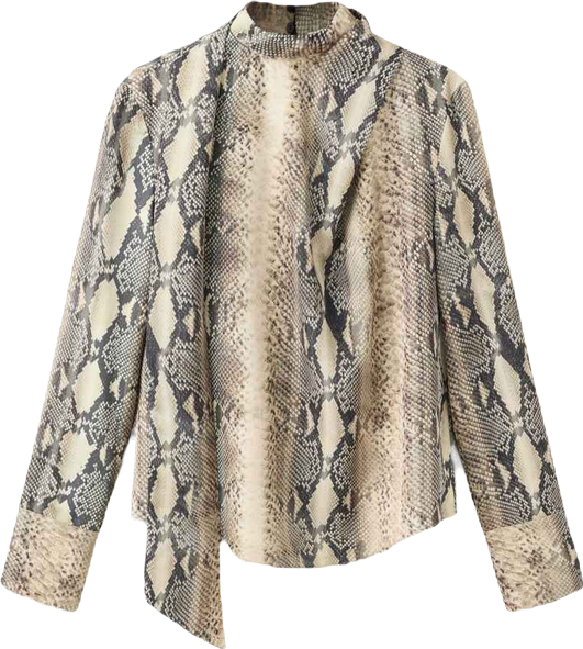 Women's Scarf Animal-Print Blouse