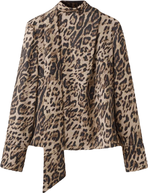Women's Scarf Animal-Print Blouse