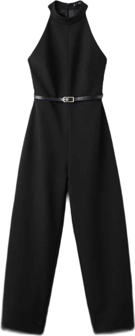 Women's Belt Halter-Neck Jumpsuit