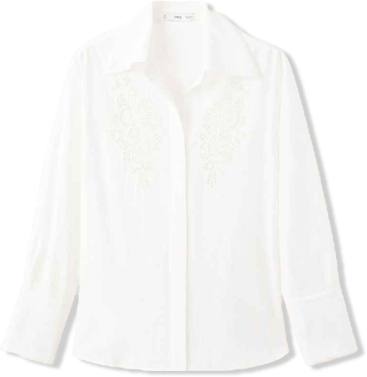 Women's Lace Accents Embroidered Shirt