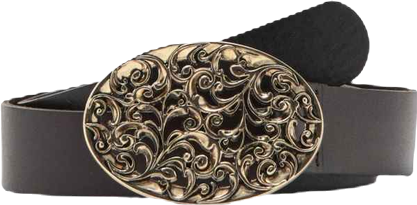 Women's Engraved Buckle Leather Belt