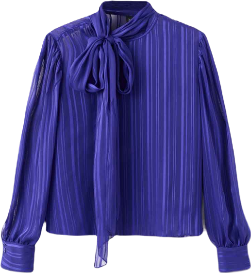 Women's Scarf Striped Blouse