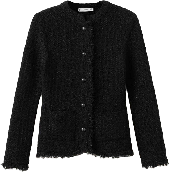 Women's Frayed Trims Tweed Cardigan