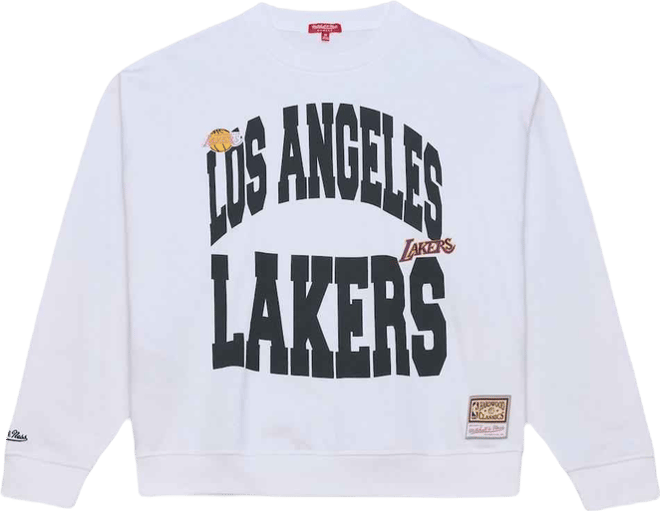 Women's White Los Angeles Lakers Lightweight Block Letter Sweatshirt