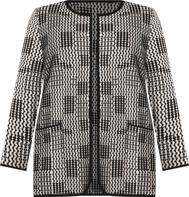 Plus Size Plus Size Geo Patch Pocket Open Long Sleeve Cardigan