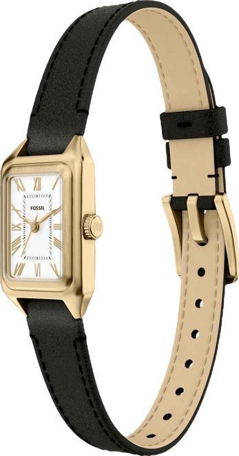 Women's Raquel Three-Hand Black Leather Watch, 18mm