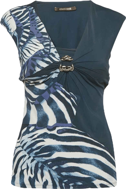 Women's Printed Jersey Neck Detail Top