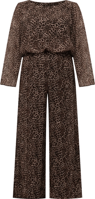 Women's Scoop Neck Wide Leg Animal Print Jumpsuit