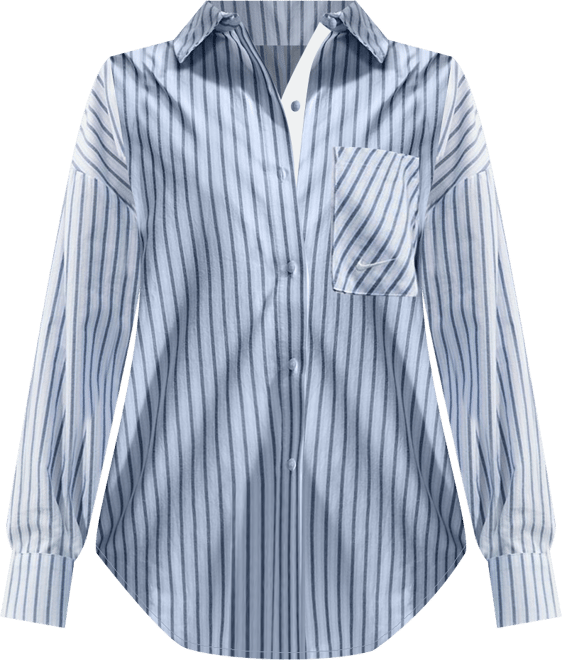 나이키 스포츠웨어 칠 포플린 여성용 오버사이즈 우븐 긴팔 스트라이프 탑