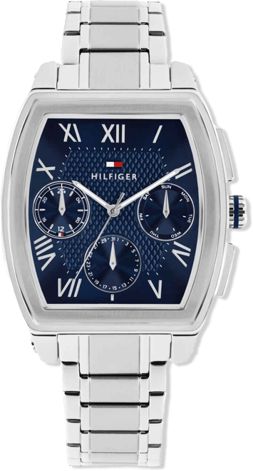 Men's Multifunction Silver Tone Stainless Steel Bracelet Watch, 36mm