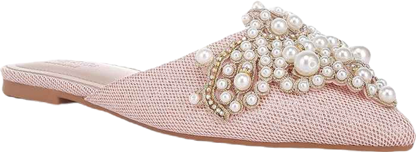 Astre Pearl Embellished Shimmer Mules
