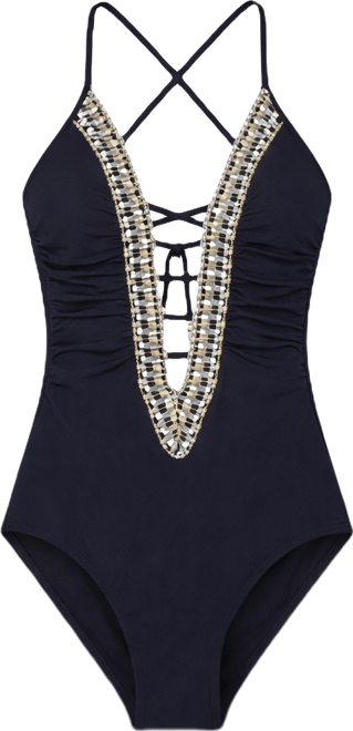 Women's Fiesta Basket Weave Trim One-Piece Swimsuit