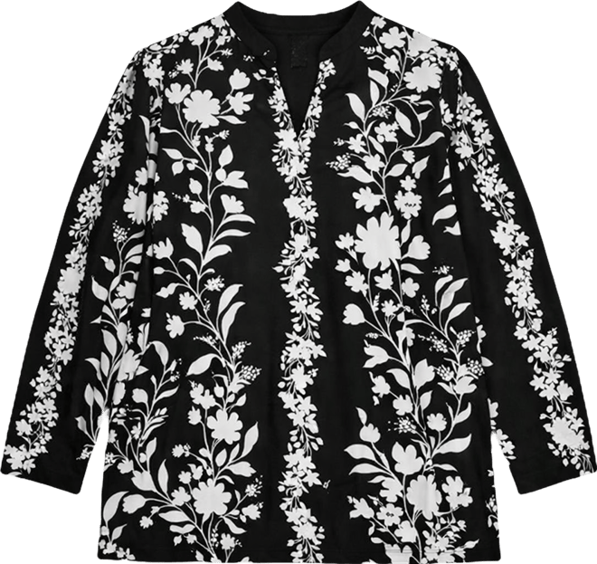 Plus Size Floral Popover Blouse