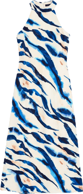 Women's Printed Halter Neck Midi Dress