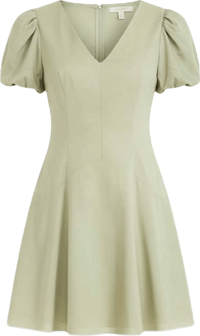 Women's Puff Sleeve V-Neck Mini Dress