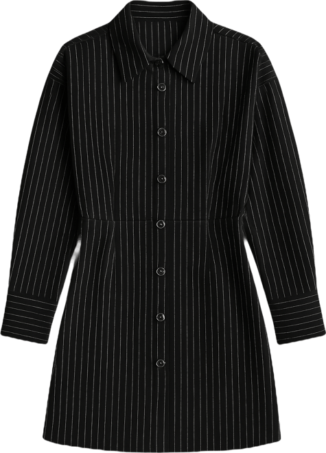 Women's Collared Pinstripe Shirt Dress