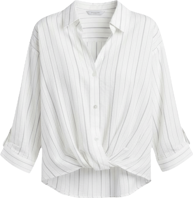 Women's Variegated Stripe Button-Up Top