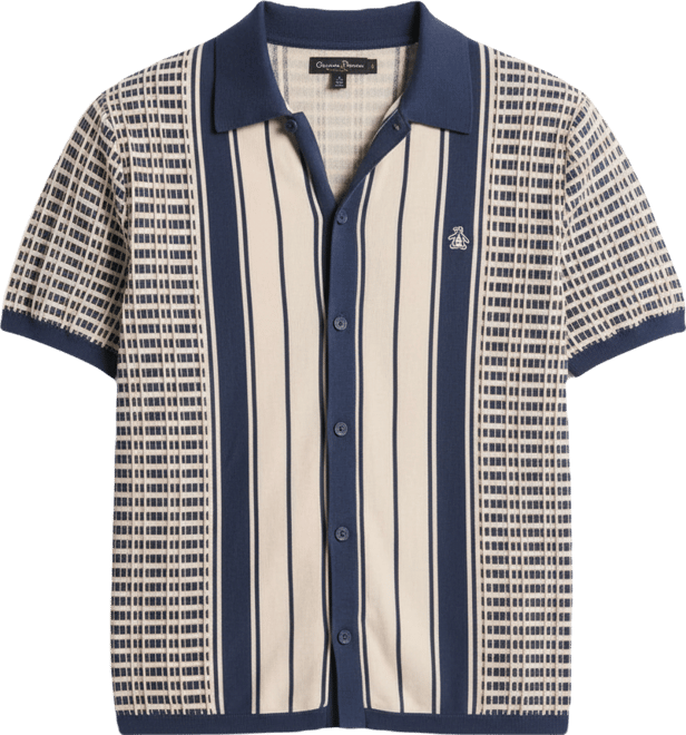 Men's Plaid & Stripe Patterned Slim-Fit Polo Sweater