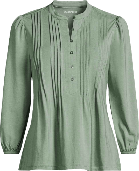 Women's Lightweight Jersey Button Pintuck Top