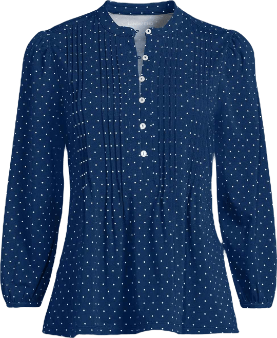 Women's Lightweight Jersey Button Pintuck Top