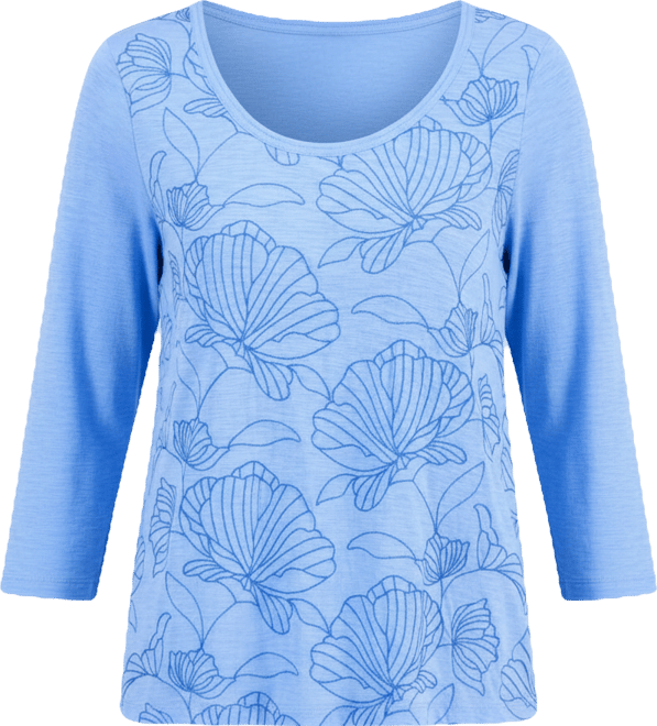 Women's 3/4 Sleeve Scoop Embroidered Knit Top, Macy's Exclusive
