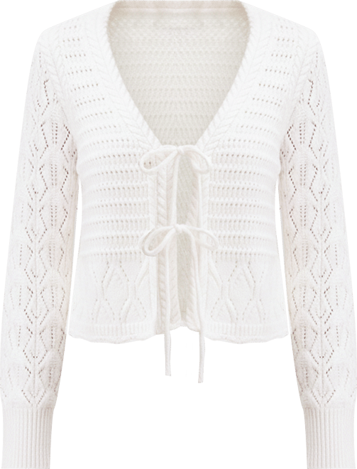 Women's Tie-Front Braided Cardigan, Macy's Exclusive