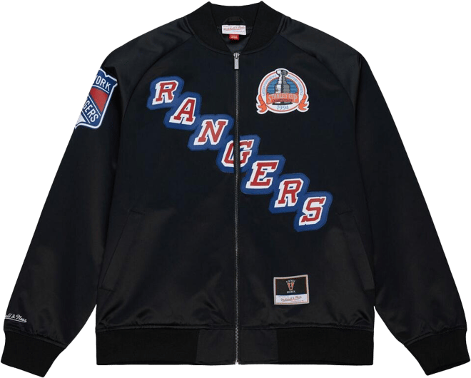 Unisex Mark Messier Black New York Rangers Maxxed Out Full-Zip Satin Jacket