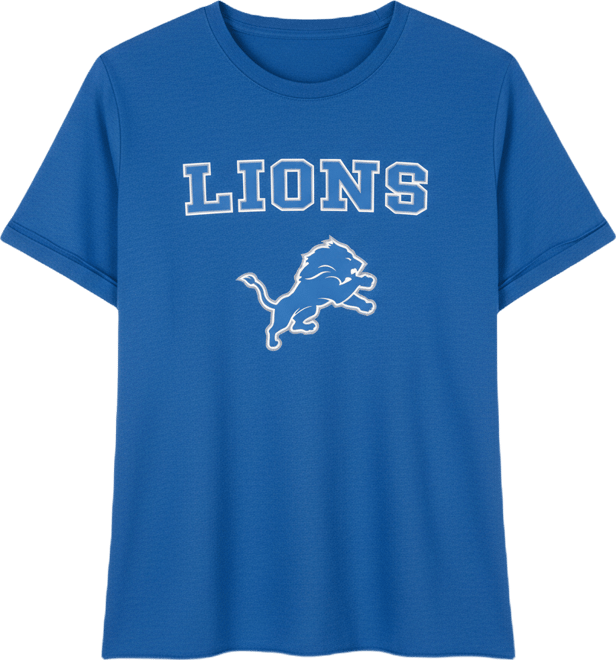 Women's Blue Detroit Lions Tri-Blend Mainstream Terry Short Sleeve Sweatshirt Top