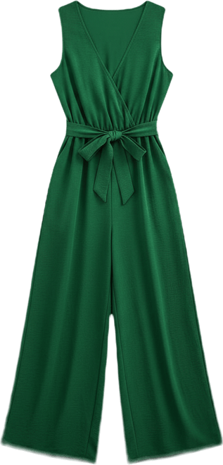 Women's Elegant Sleeveless V-Neck Wide Leg Jumpsuit