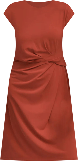Jersey Cap-Sleeve Twisted-Detail Dress