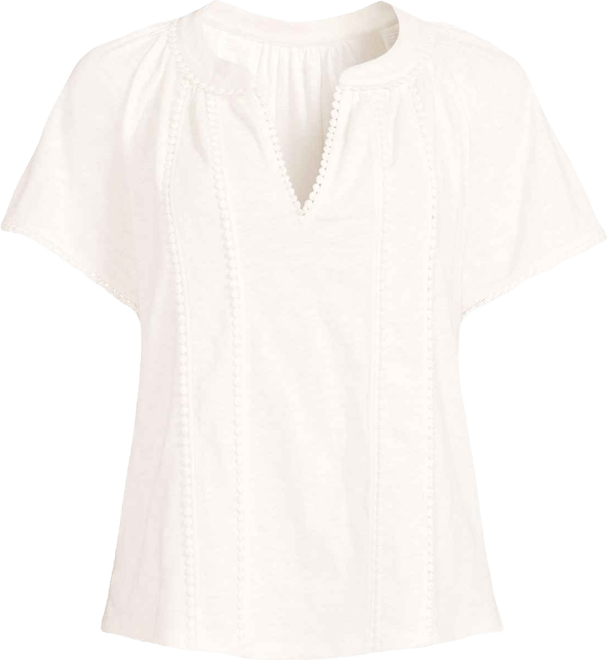 Women's Slub Short Sleeve Notch Neck Top