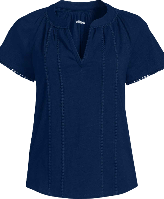 Women's Slub Short Sleeve Notch Neck Top