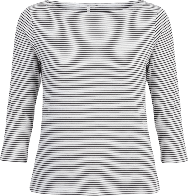 Women's Linen Textured Stripe Boat-Neck Top