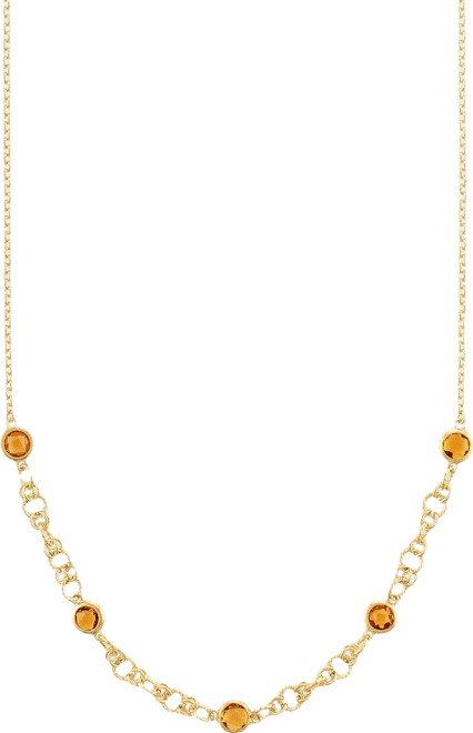 Amethyst (4 ct. t.w.) Station Diamond Cut Circle Necklace in 14k Gold Over Sterling Silver (Also Available in Citrine and Onyx)