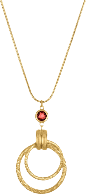 Garnet (1-1/5 ct. t.w.) Diamond Cut Interlock Circle Necklace in 14k Gold Over Sterling Silver (Also available in Onyx)