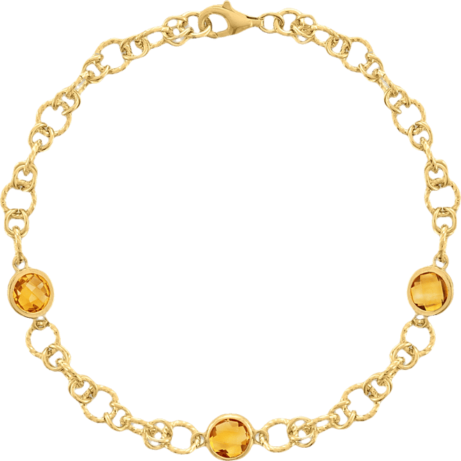 Amethyst (2-3/8 ct. t.w.) Station Diamond Cut Circle Bracelet in 14k Gold Over Sterling Silver (Also Available in Citrine and Onyx)