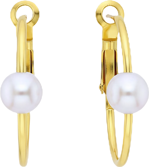 Cultured Freshwater Pearl (7mm) Oval Hoop Earrings, Macy's Exclusive