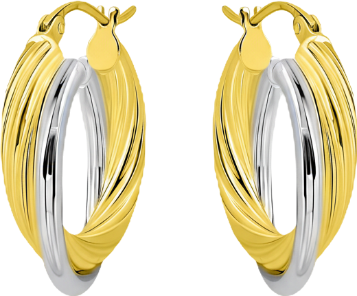 Sterling Silver and 18k Gold Over Sterling Silver Dual Tube Hoop Earrings, Macy's Exclusive