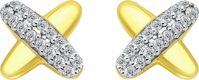 Pave Cubic Zirconia (1/2 ct. t.w.) X-Shape Post Earrings, Macy's Exclusive