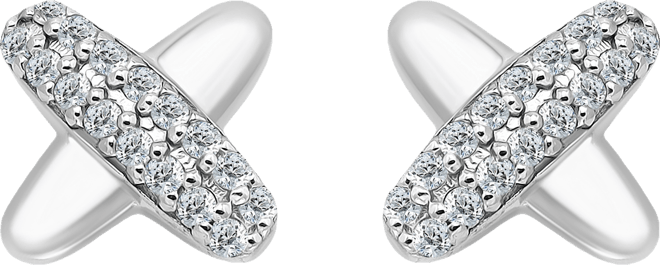 Pave Cubic Zirconia (1/2 ct. t.w.) X-Shape Post Earrings, Macy's Exclusive