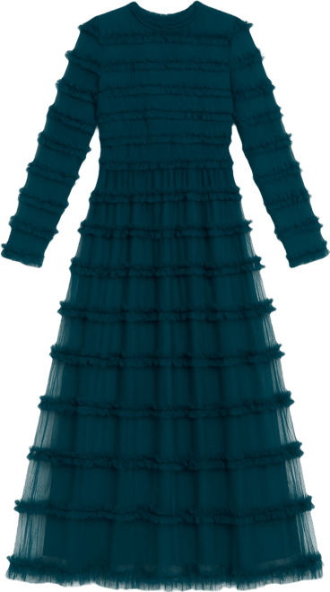 Women's Modest Ruffle Dress Maxi With Flowey bottom